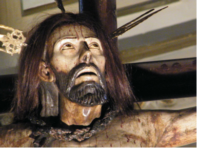 Detalle del rostro de Cristo. Imagen del Cristo de Mayo Dibam